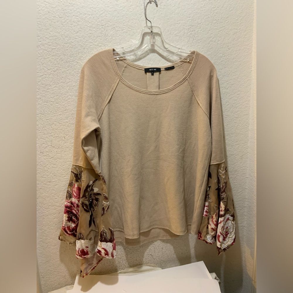 Miss Me Long Sleeve Waffle Knit Bell Sleeve Blouse medium Fairy Cowgirl